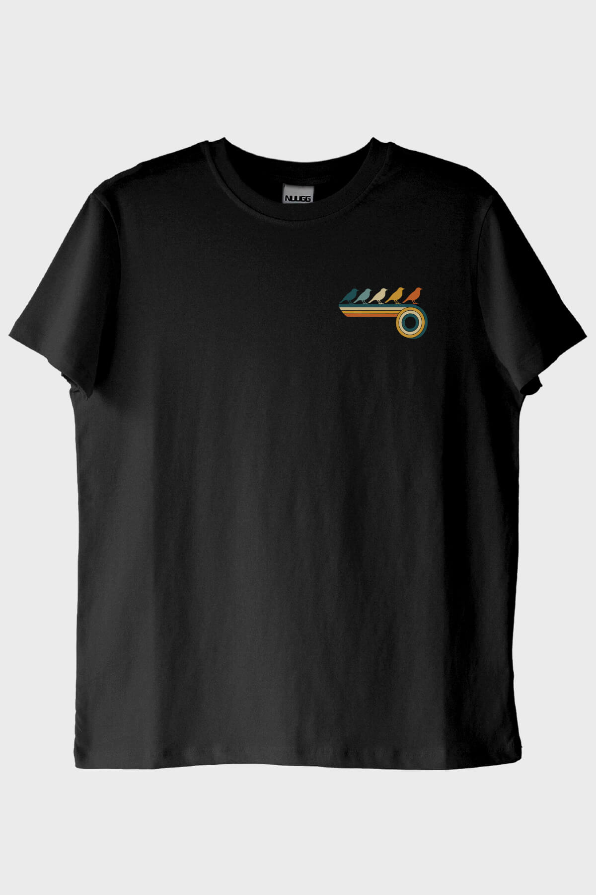 Retro Kuşlar Siyah Tişört