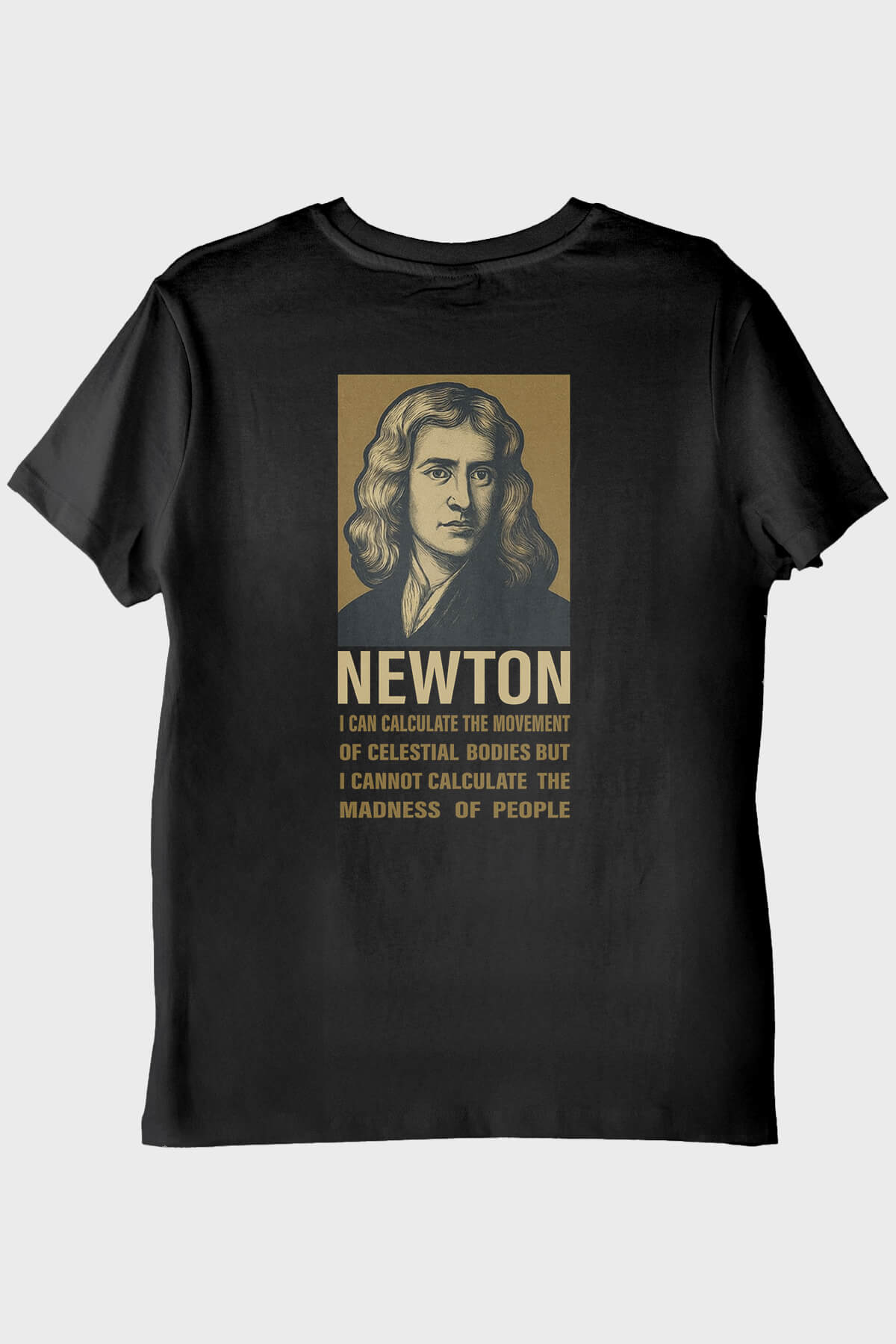 Newton Alıntılı Siyah Tişört