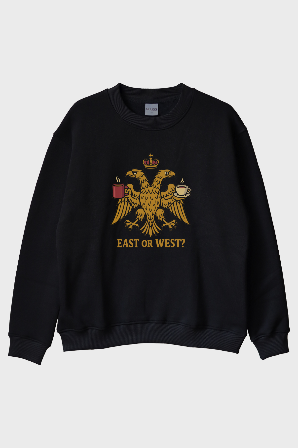 Doğu Batı Seçimi Siyah Bisiklet Yaka Sweatshirt
