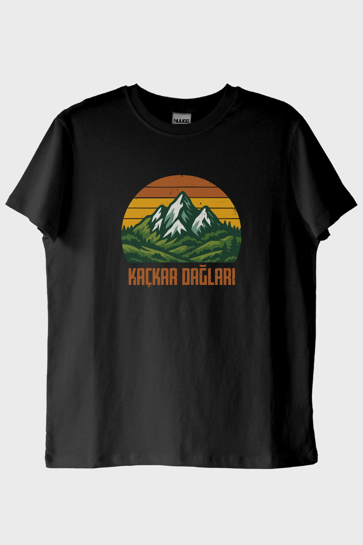 KAÇKAR DAĞLARI Retro Doğa Baskılı Siyah Tişört