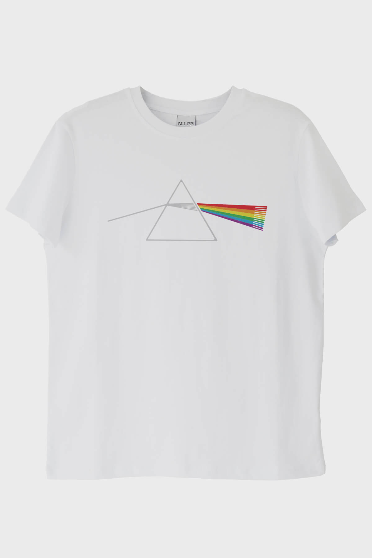 Light Prism Graphic Baskılı Gökkuşağı Yansımalı Beyaz Tişört