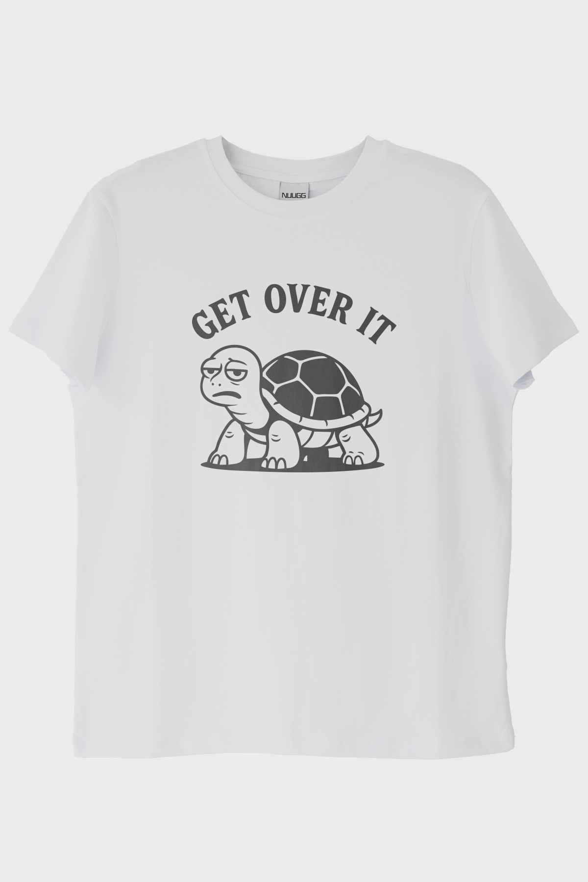 GET OVER IT Kaplumbağa Baskılı Beyaz Tişört