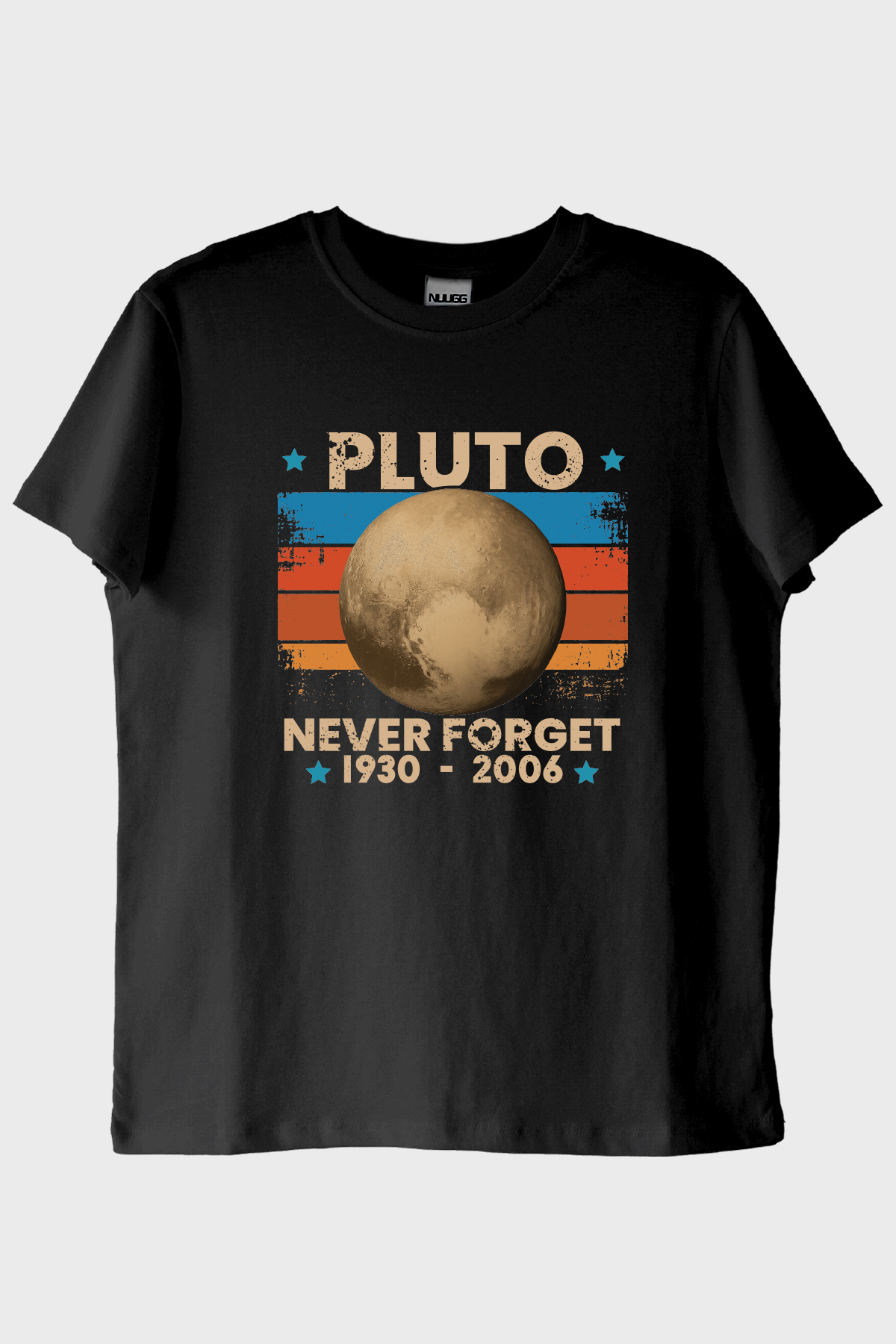 Pluto 'Never Forget' Vintage Baskılı Siyah Tişört