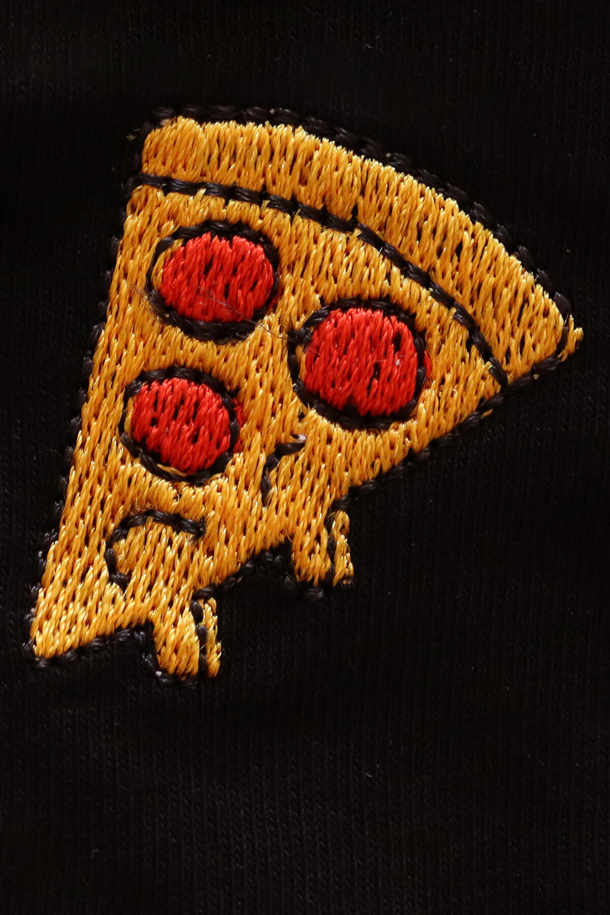 İtalyan Pizzası Nakışlı Siyah Tişört