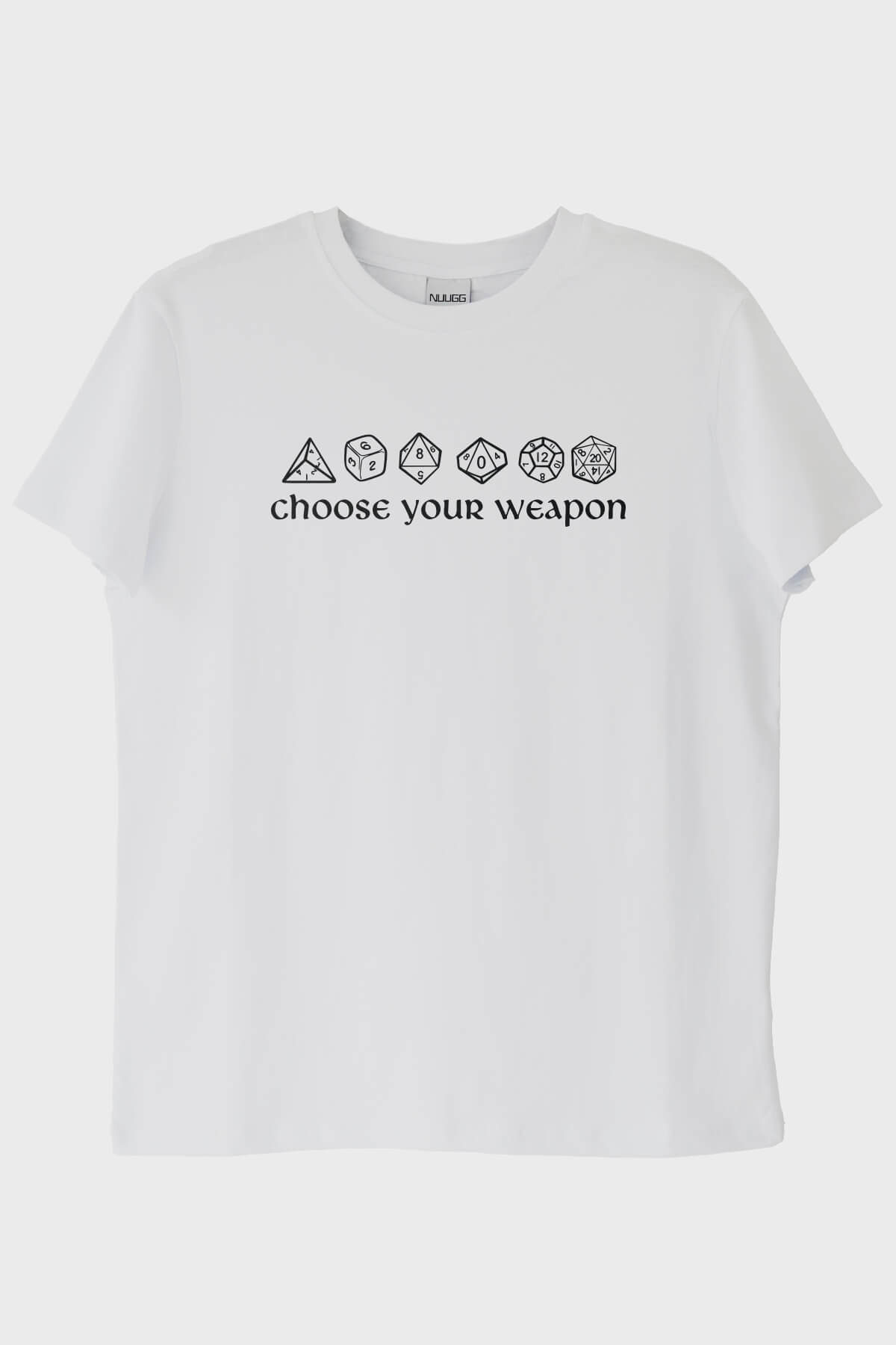 Choose Your Weapon Zar Tasarımlı Oyun Baskılı Beyaz Tişört