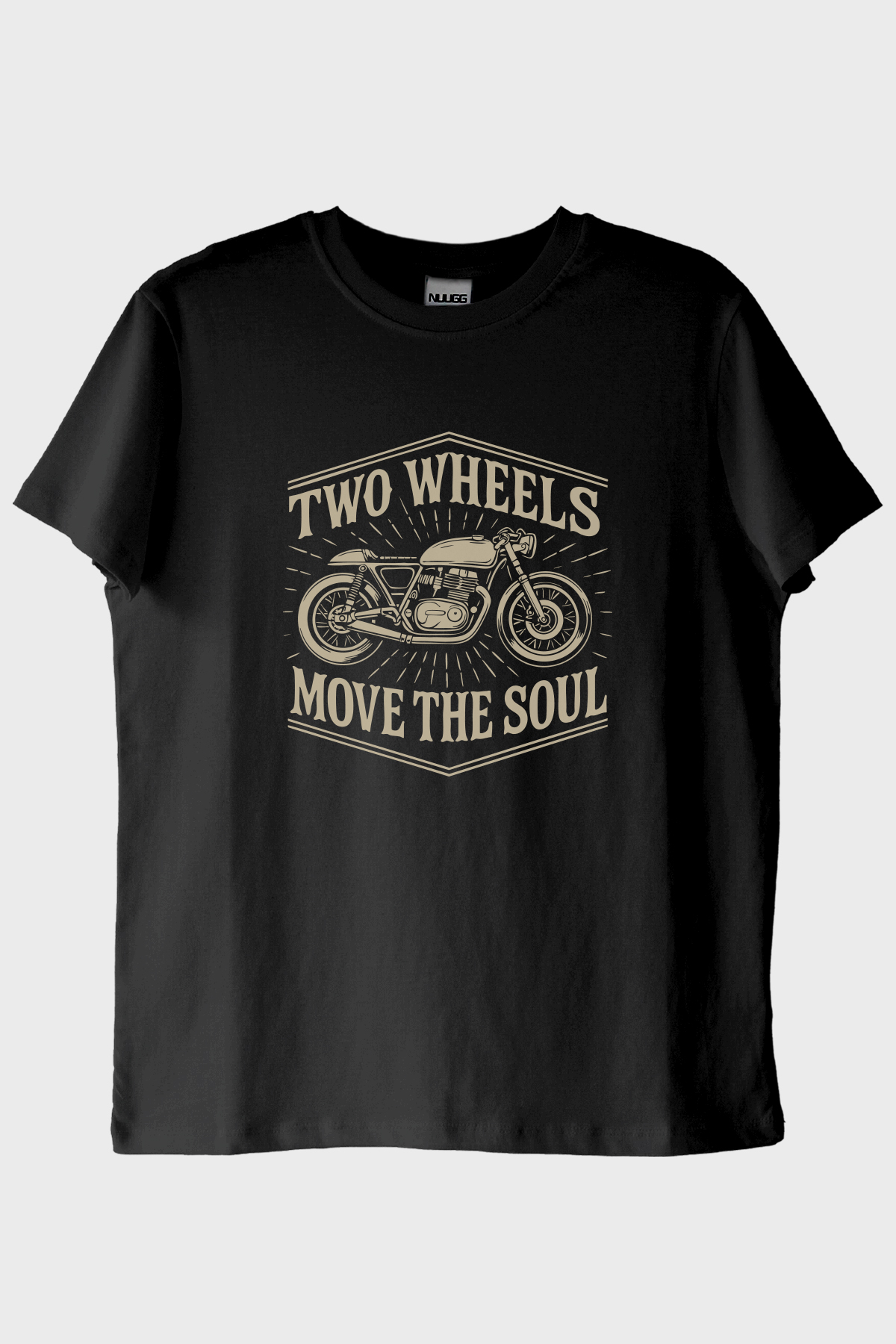 Two Wheels Move the Soul Motosiklet Tasarımlı Siyah Tişört