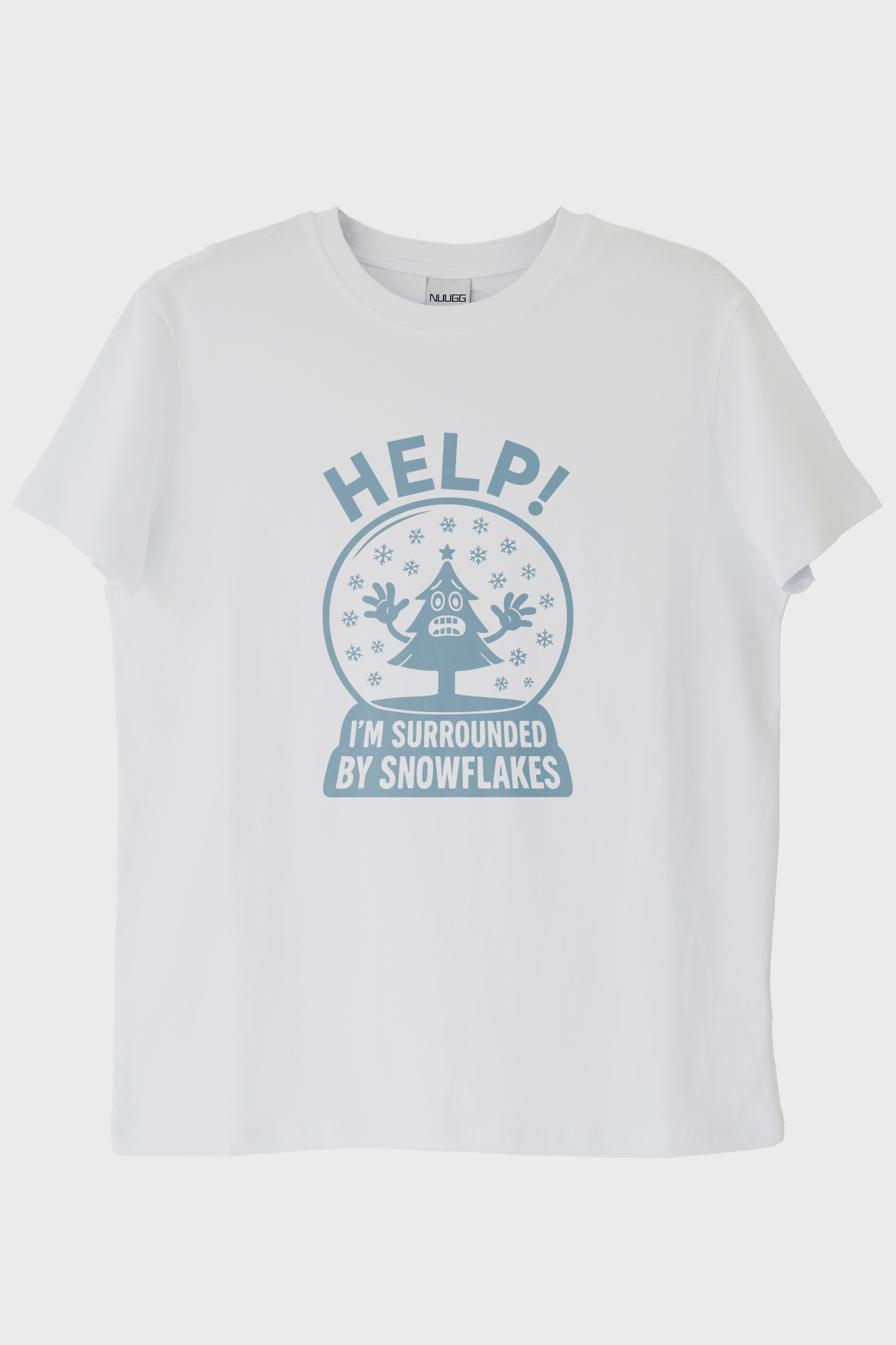 Help! I'm Surrounded by Snowflakes İronik Tasarım Baskılı Beyaz Tişört