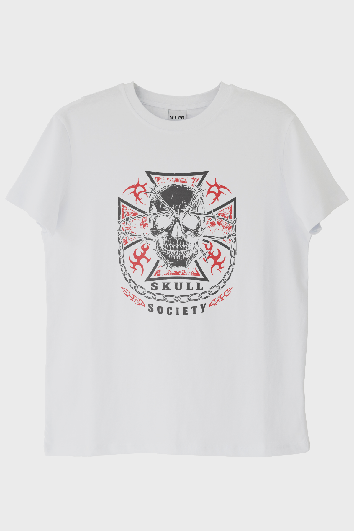 Skull Society Kafatası Tasarımlı Beyaz Tişört