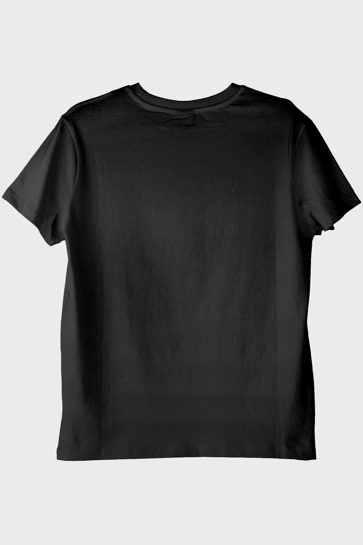 Kalp Anatomi Çizimli Minimalist Baskılı Siyah Tişört