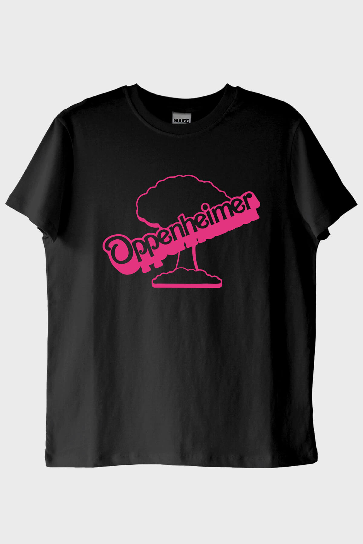 Oppenheimer & Barbie Baskılı Retro Siyah Tişört
